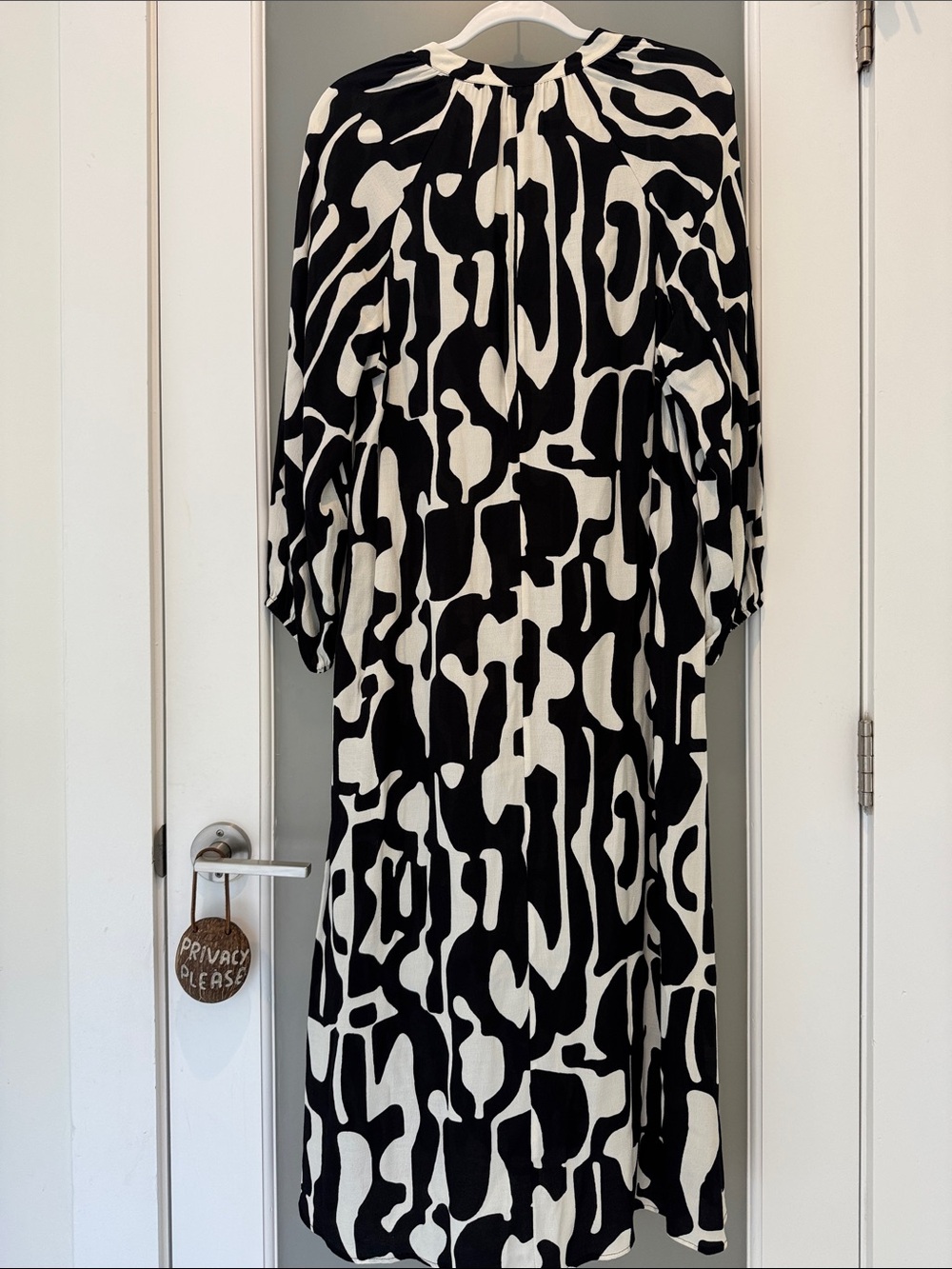 Zara Graphic Black and White Midi Abstract Dress - Picture 3 of 8